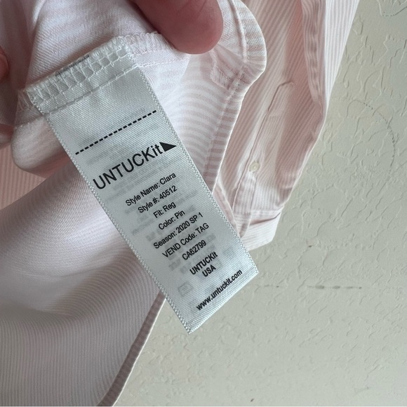 UnTUCKit Pink Pinstripe Clara Button Down Top - Picture 11 of 12
